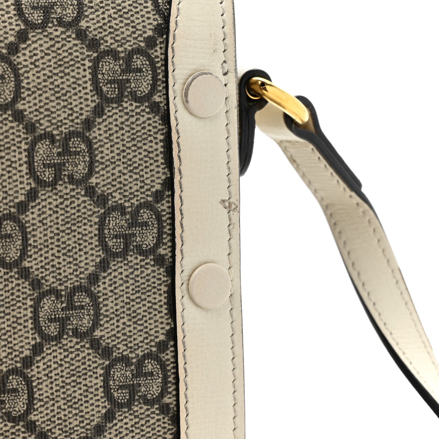 Gucci GG Supreme Monogram Azalea Calfskin Mini Horsebit 1955 Crossbody Bag Beige Ebony Mystic White 11 of 15