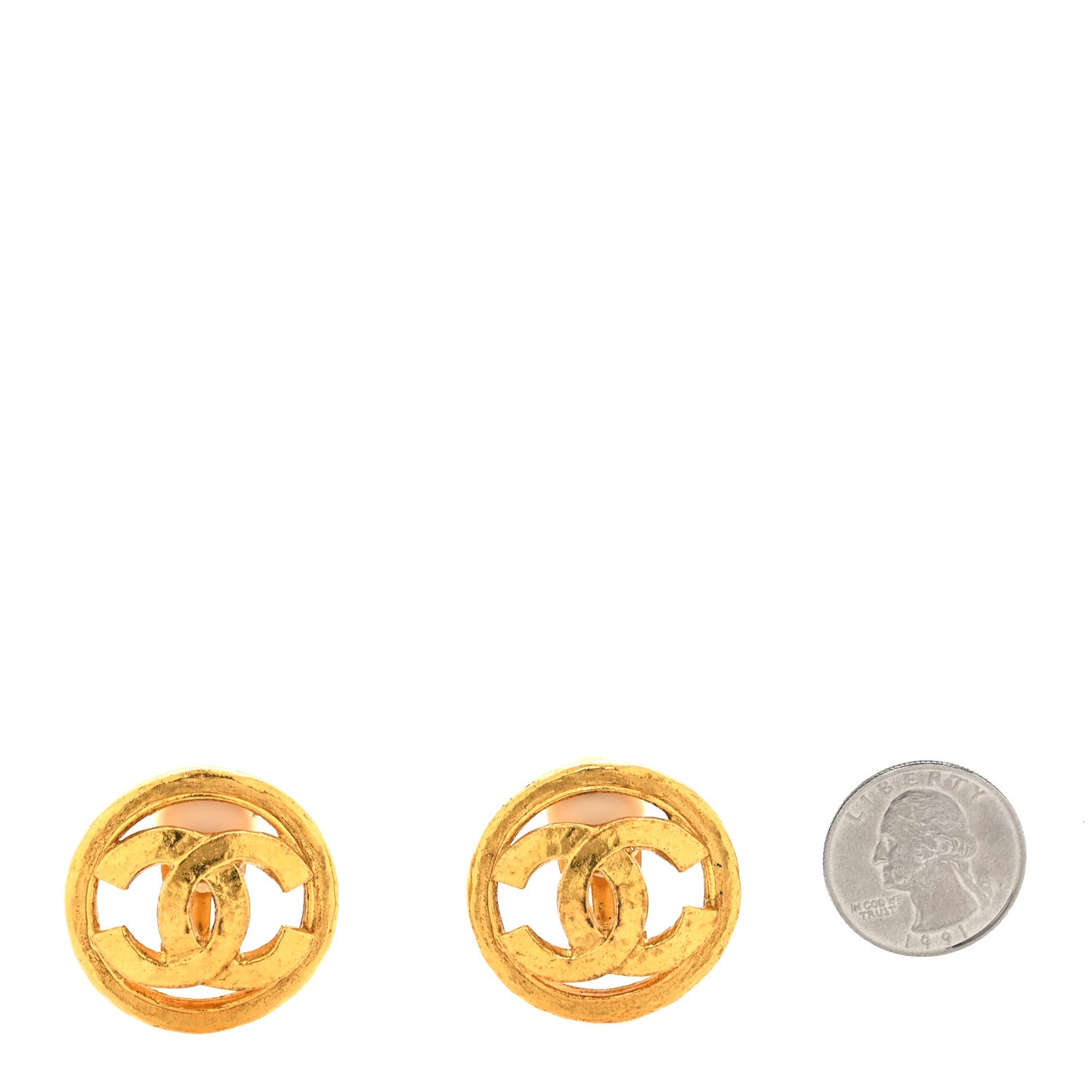 Metal CC Clip On Earrings Gold