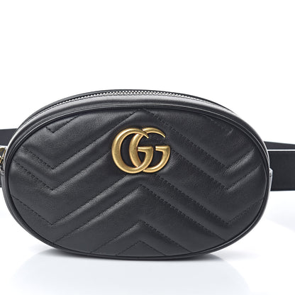 Gucci Calfskin Matelasse GG Marmont Belt Bag 85 34 Black 7 of 9