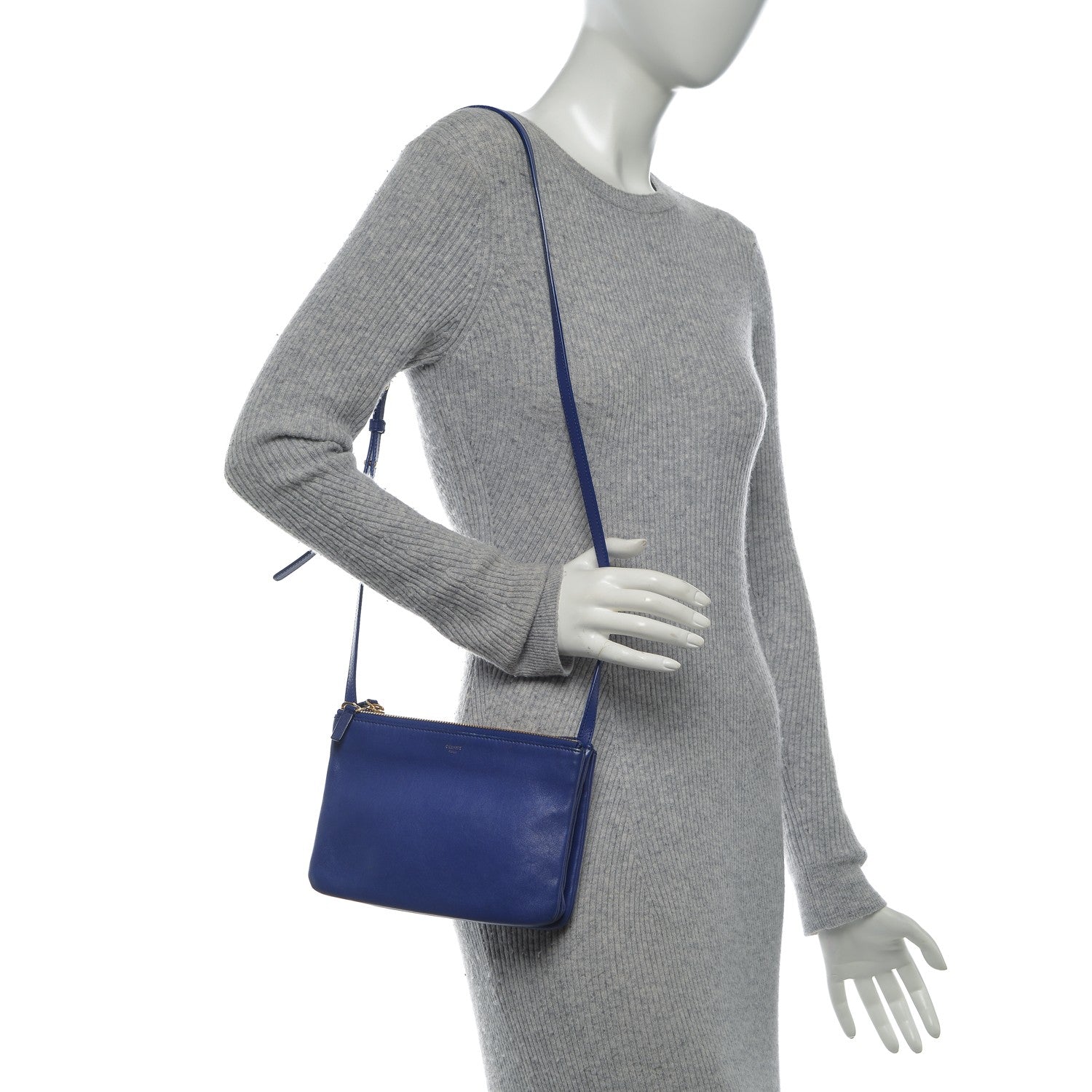Celine Lambskin Small Trio Crossbody Bag Violet Blue 2 of 9
