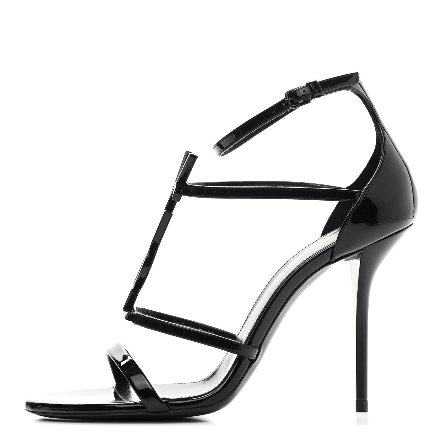 Saint Laurent Patent Calfskin Cassandra 110 Sandals 37.5 Black 1 of 9