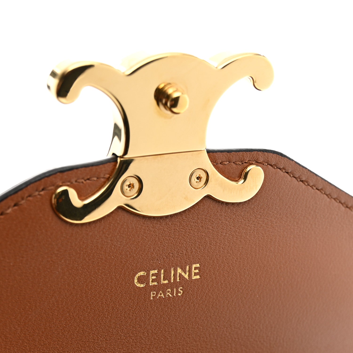 Celine Triomphe Canvas Calfskin Enveloppe Bag Tan 6 of 10