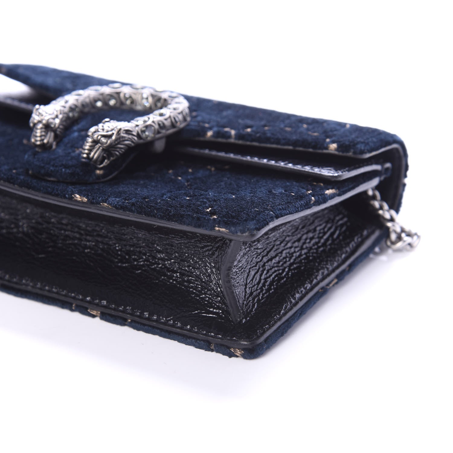 Gucci Velvet GG Monogram Super Mini Dionysus Shoulder Bag Blue Beige Black 7 of 8