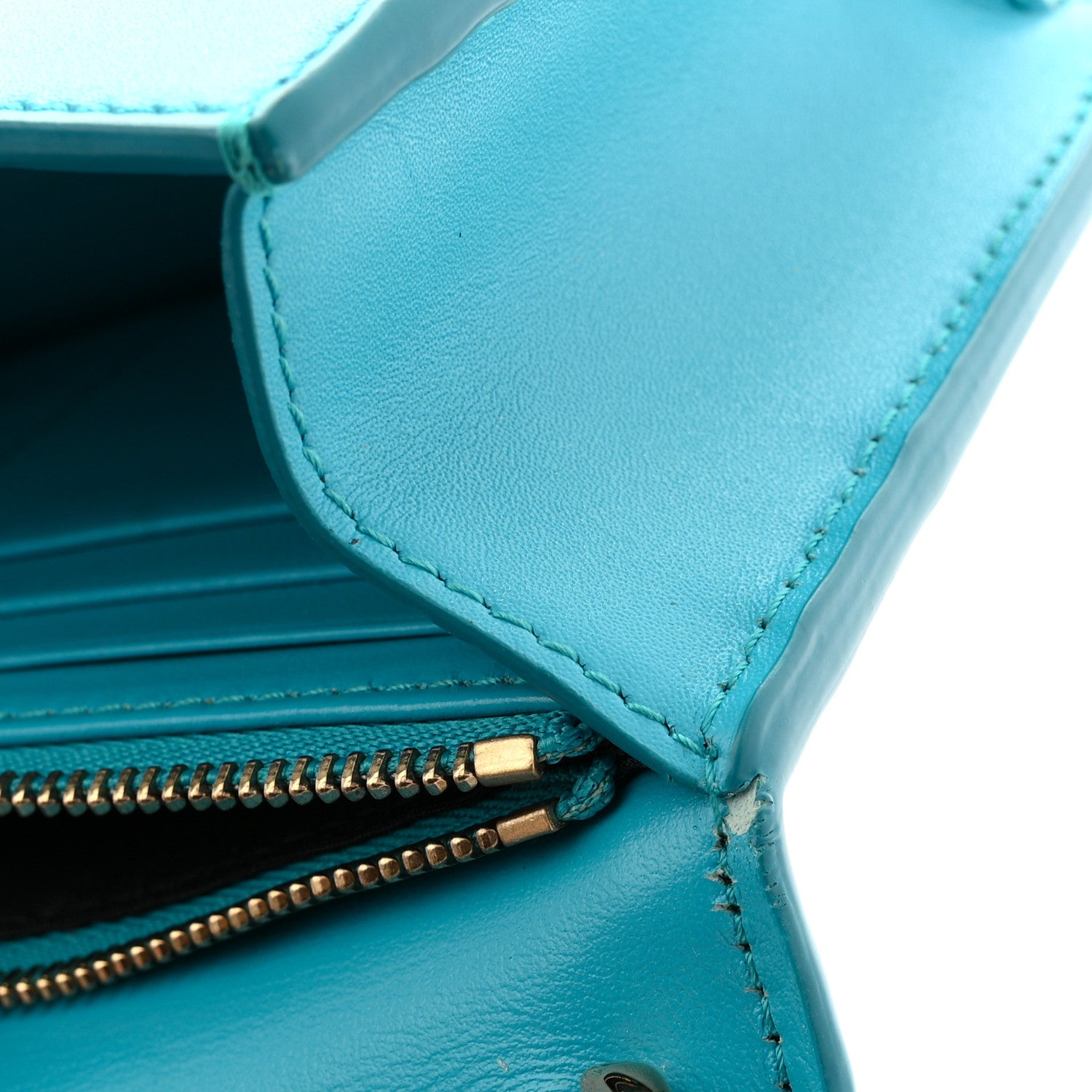 Versace Calfskin Greca Goddess Wallet On Chain Blue 10 of 12