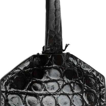 Saint Laurent Calfskin Crocodile Embossed Medium Monochrome Monogram Sunset Black 10 of 11