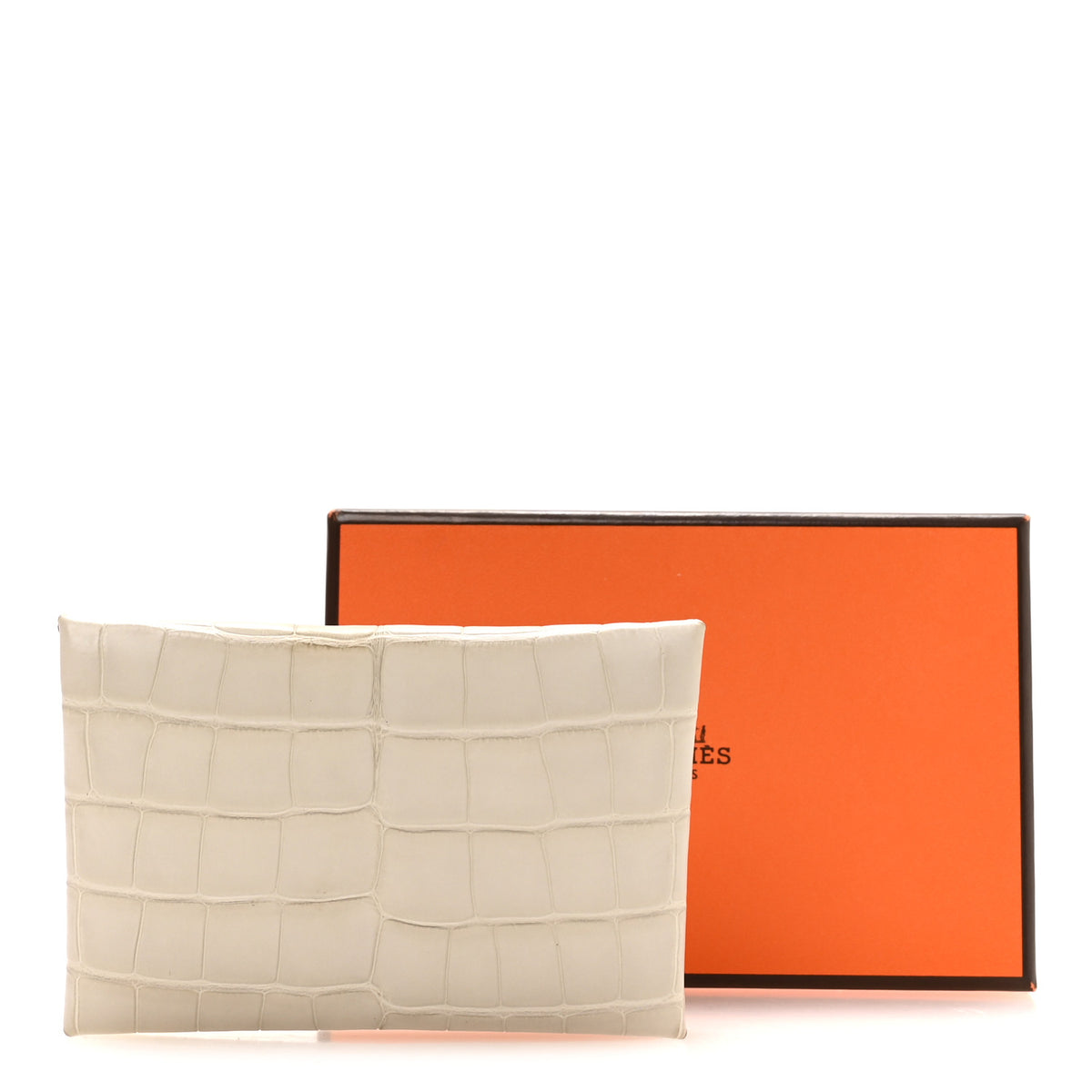 Matte Alligator Calvi Card Case Beton