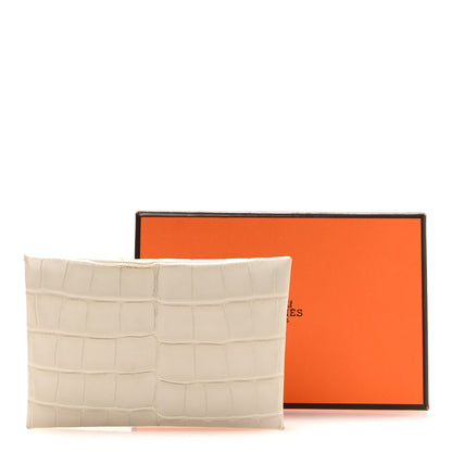 Hermes Matte Alligator Calvi Card Case Beton 8 of 8