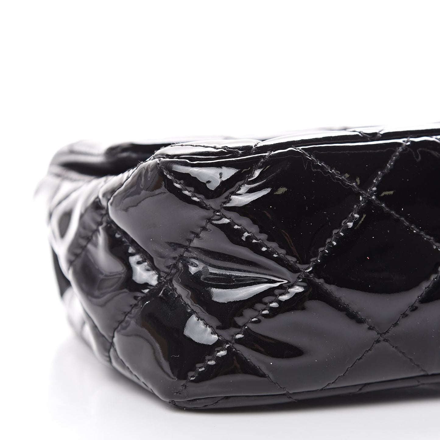 Patent Calfskin Quilted Mini Rectangular Flap Black