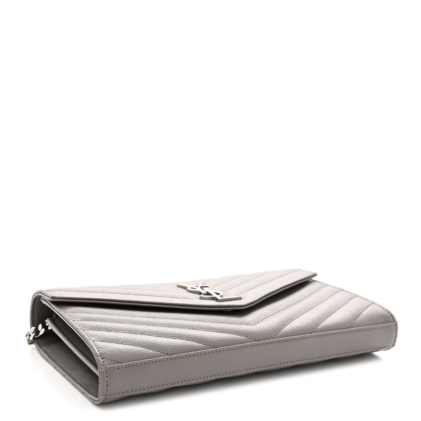 Grain De Poudre Matelasse Chevron Monogram Chain Wallet Fog