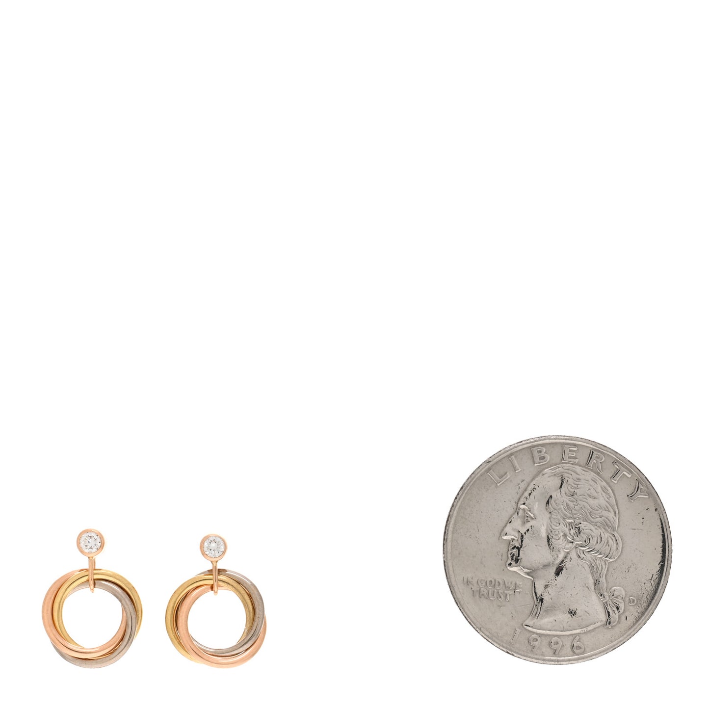18K Pink Yellow White Gold Diamond Trinity Drop Earrings