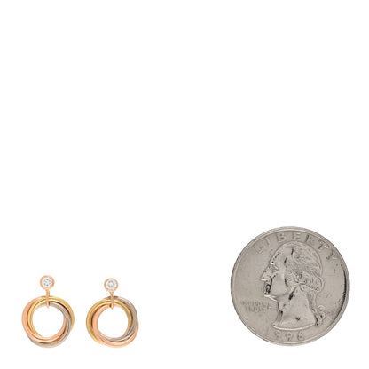 Cartier 18K Pink Yellow White Gold Diamond Trinity Drop Earrings 2 of 5