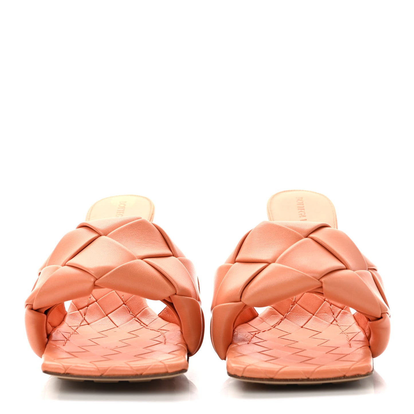 Nappa Maxi Intrecciato Lido Mule Sandals 37 Papaya