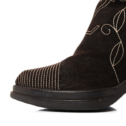 Louis Vuitton Suede Cowboy Knee High Tall Boots 36.5 Brown 12 of 19