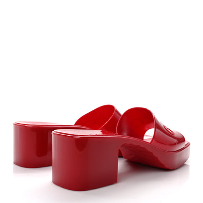 Gucci Rubber Gucci Logo Womens Platform 20/60mm Slide Sandals 38 Hibiscus Red 4 of 9