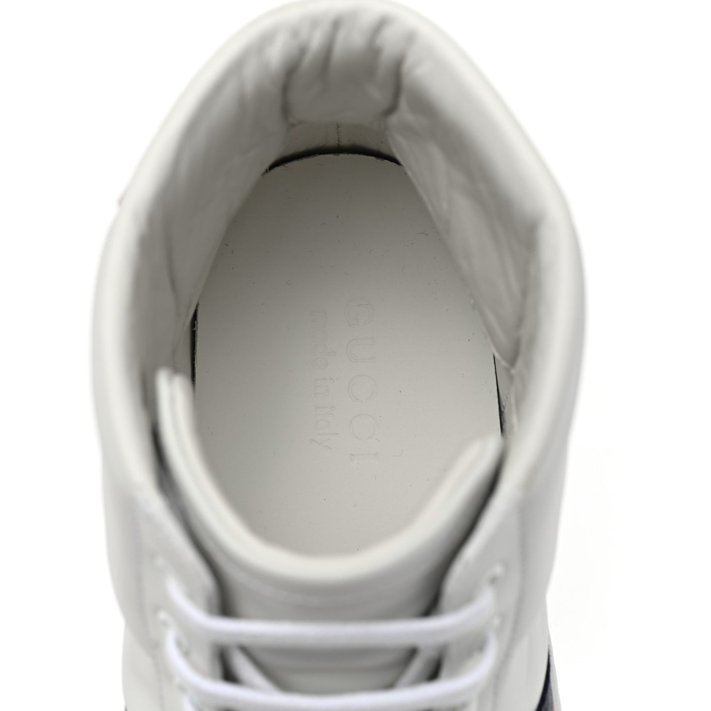 Calfskin Ayers Embroidered Web Mens Ace Removable Patches High Top Sneakers 9 White