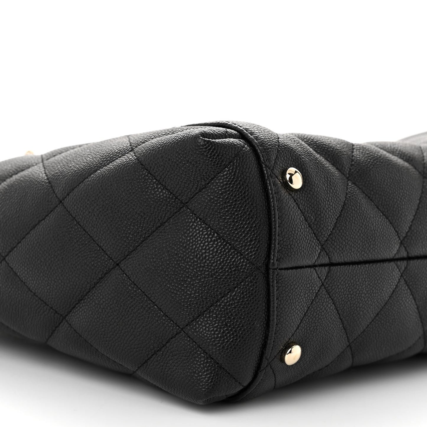 Caviar Quilted Small Shopping Tote Black