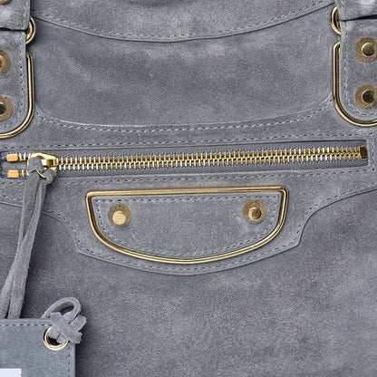 Balenciaga Baby Daim Suede Gold Metallic Edge Hardware City Gris Plomb 10 of 16
