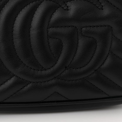 Gucci Calfskin Matelasse Mini GG Marmont Chain Shoulder Bag Black 12 of 13