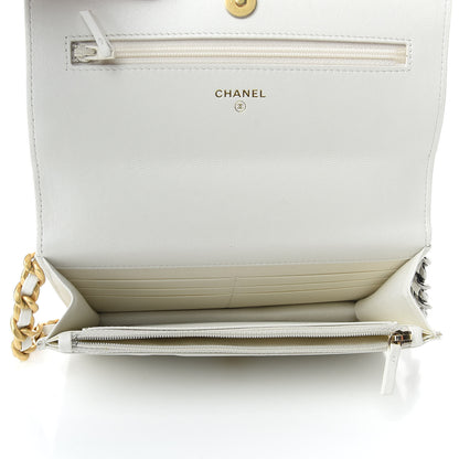 Chanel Shiny Goatskin Quilted 19 Wallet On Chain WOC White 7 of 10