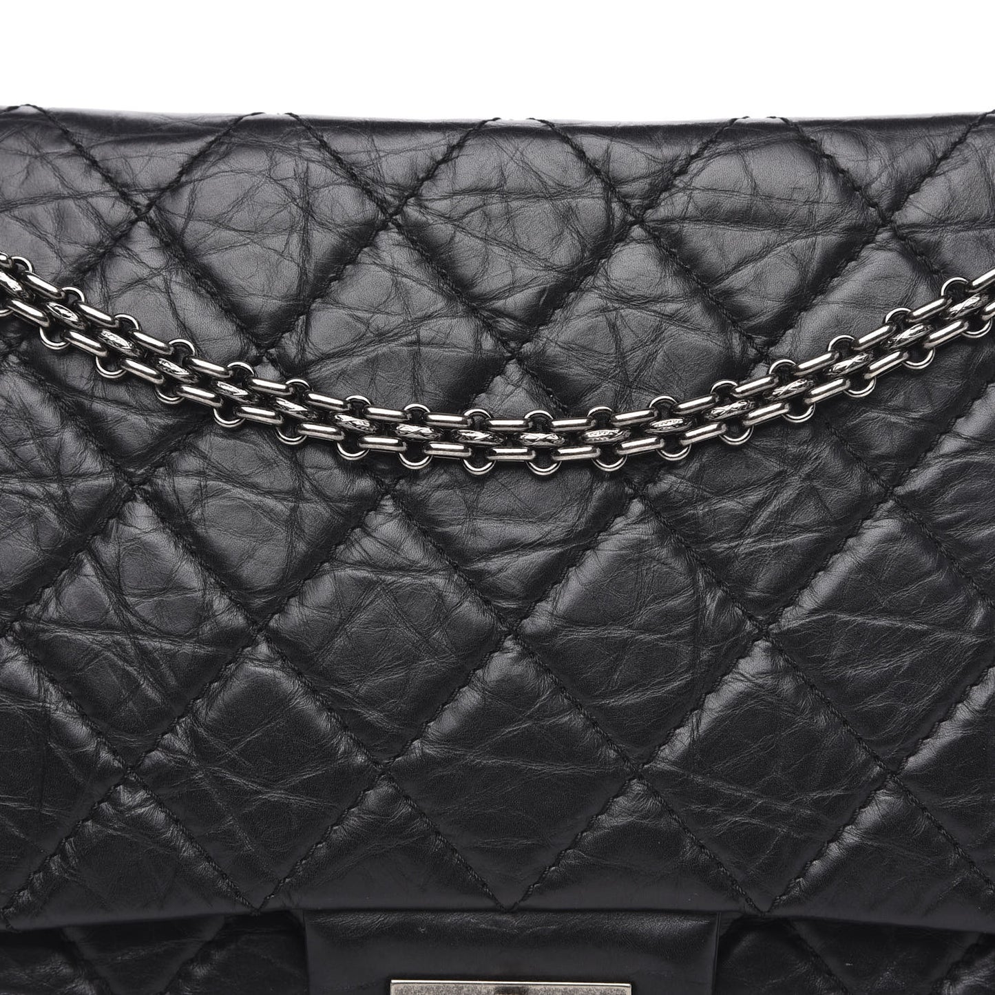 Aged Calfskin Quilted 2.55 Reissue 227 Flap Black