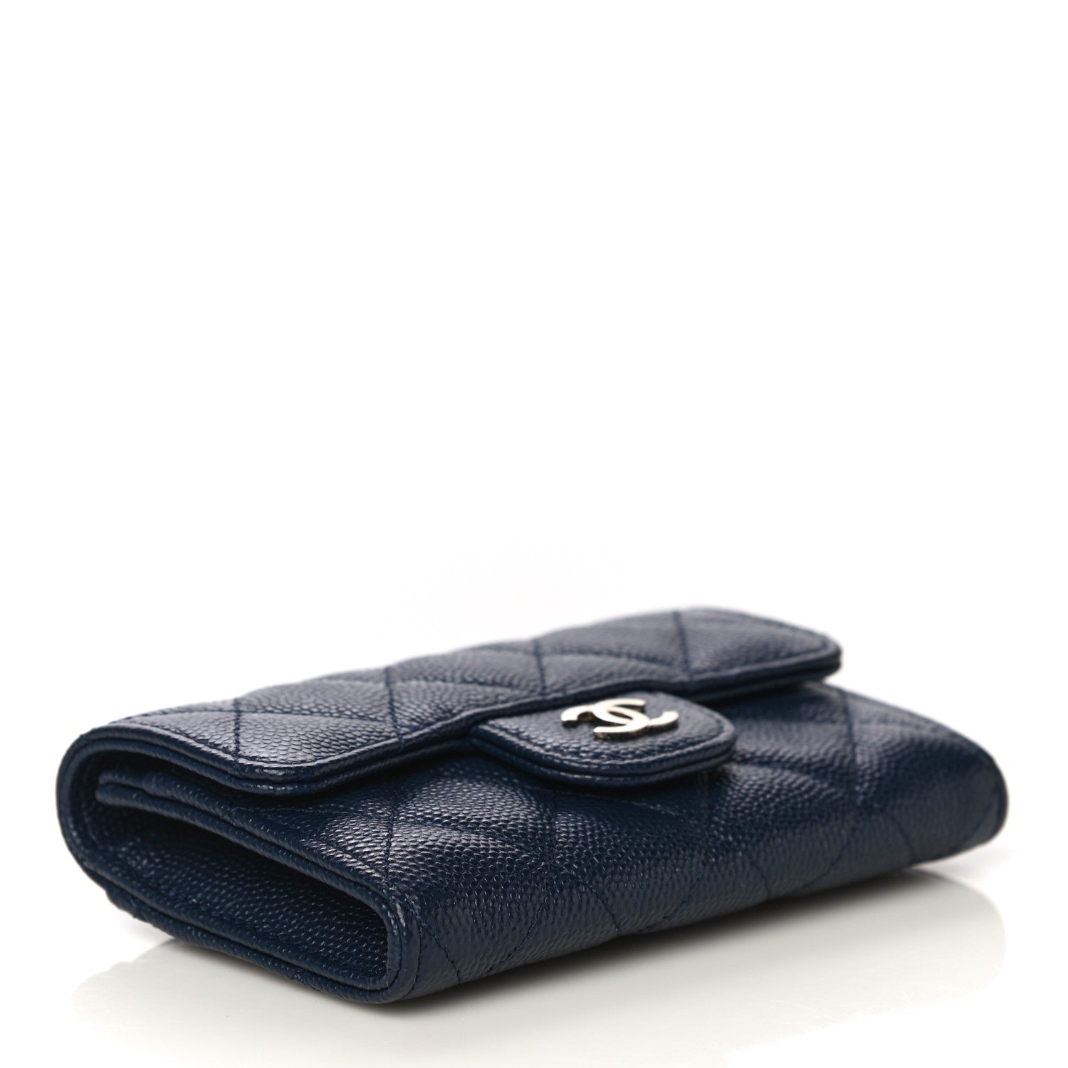 Chanel Caviar Quilted Flap Card Holder Wallet Navy Blue 4 of 12