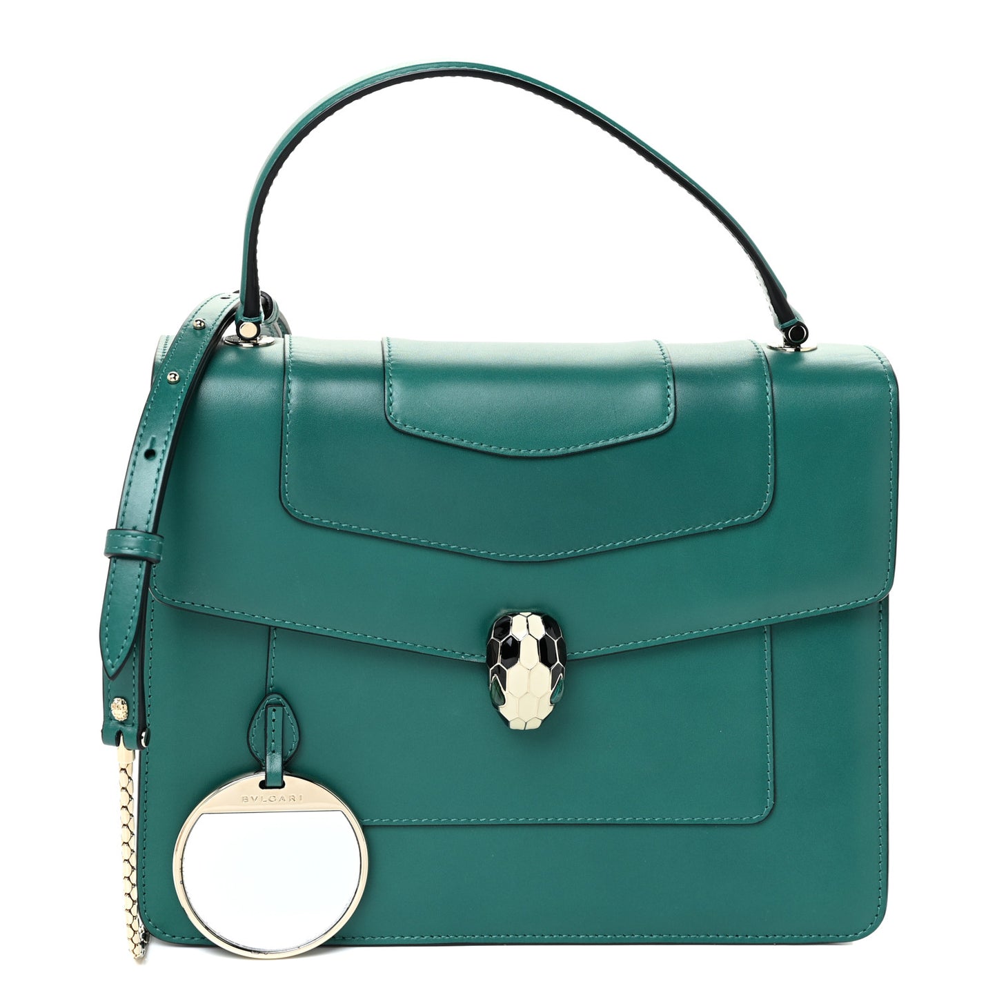 Calfskin Serpenti Forever Top Handle Emerald Green