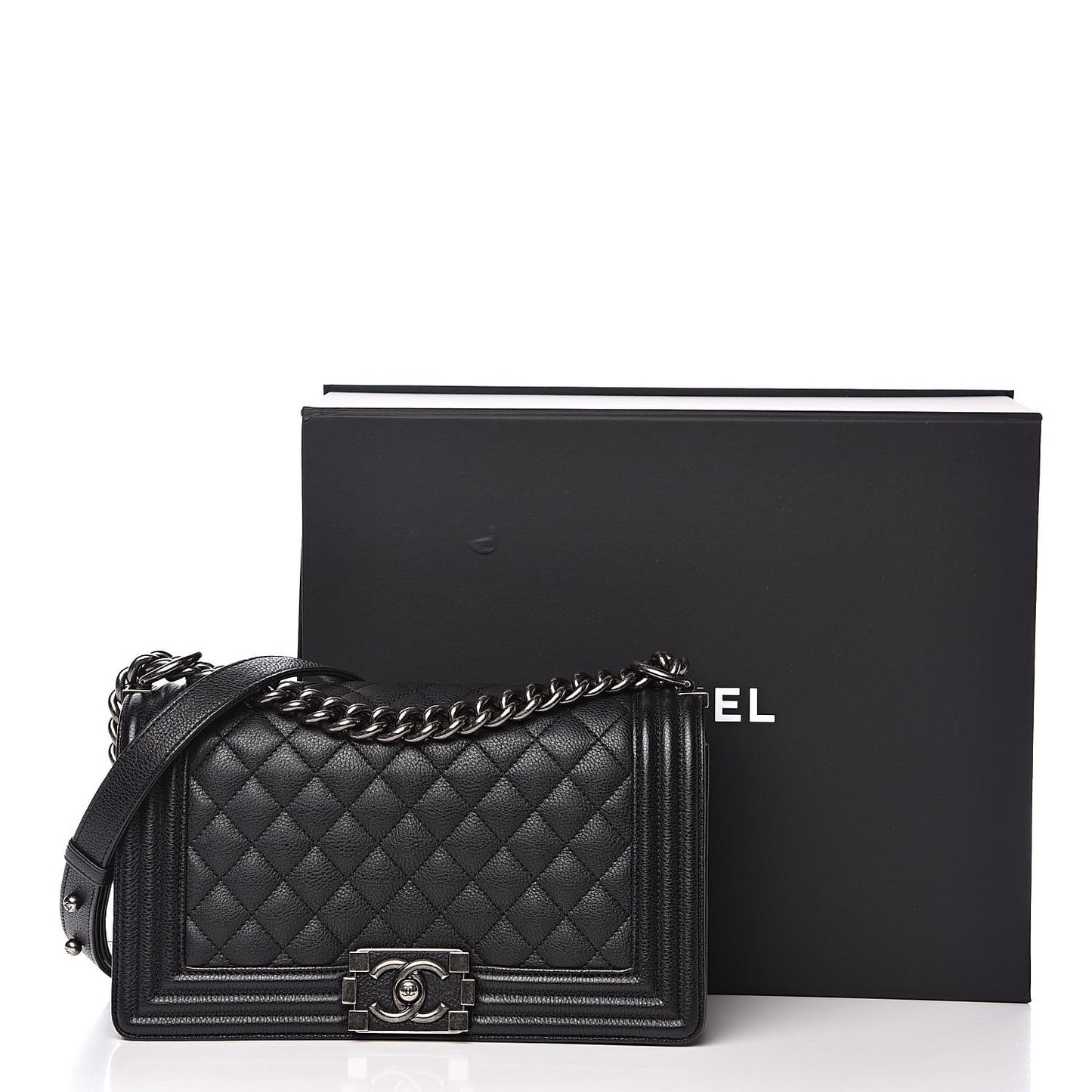Calfskin Quilted Medium Boy Flap Black