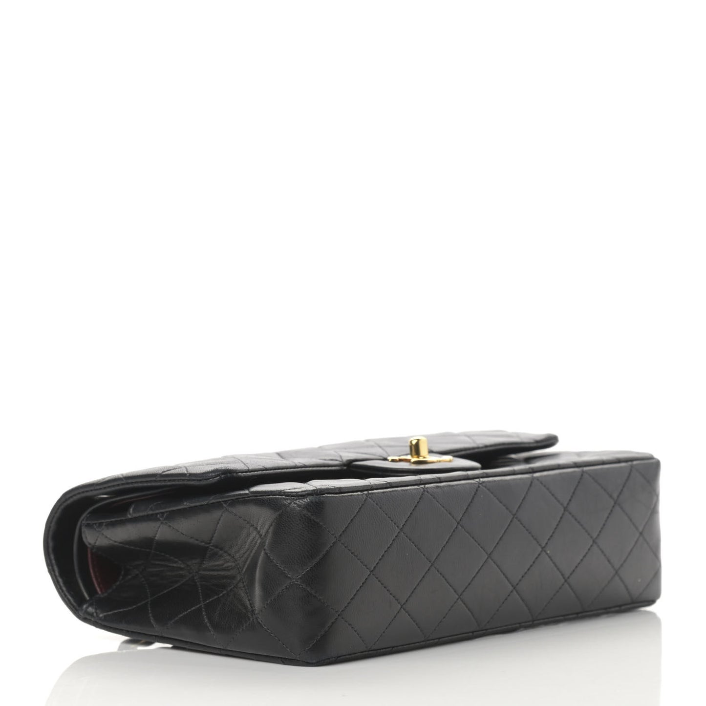 Lambskin Quilted Medium Double Flap Black