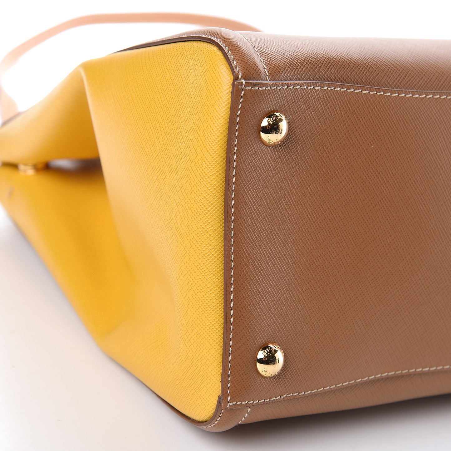 Saffiano Lux Medium Bi-Color Tote Caramel Mimosa