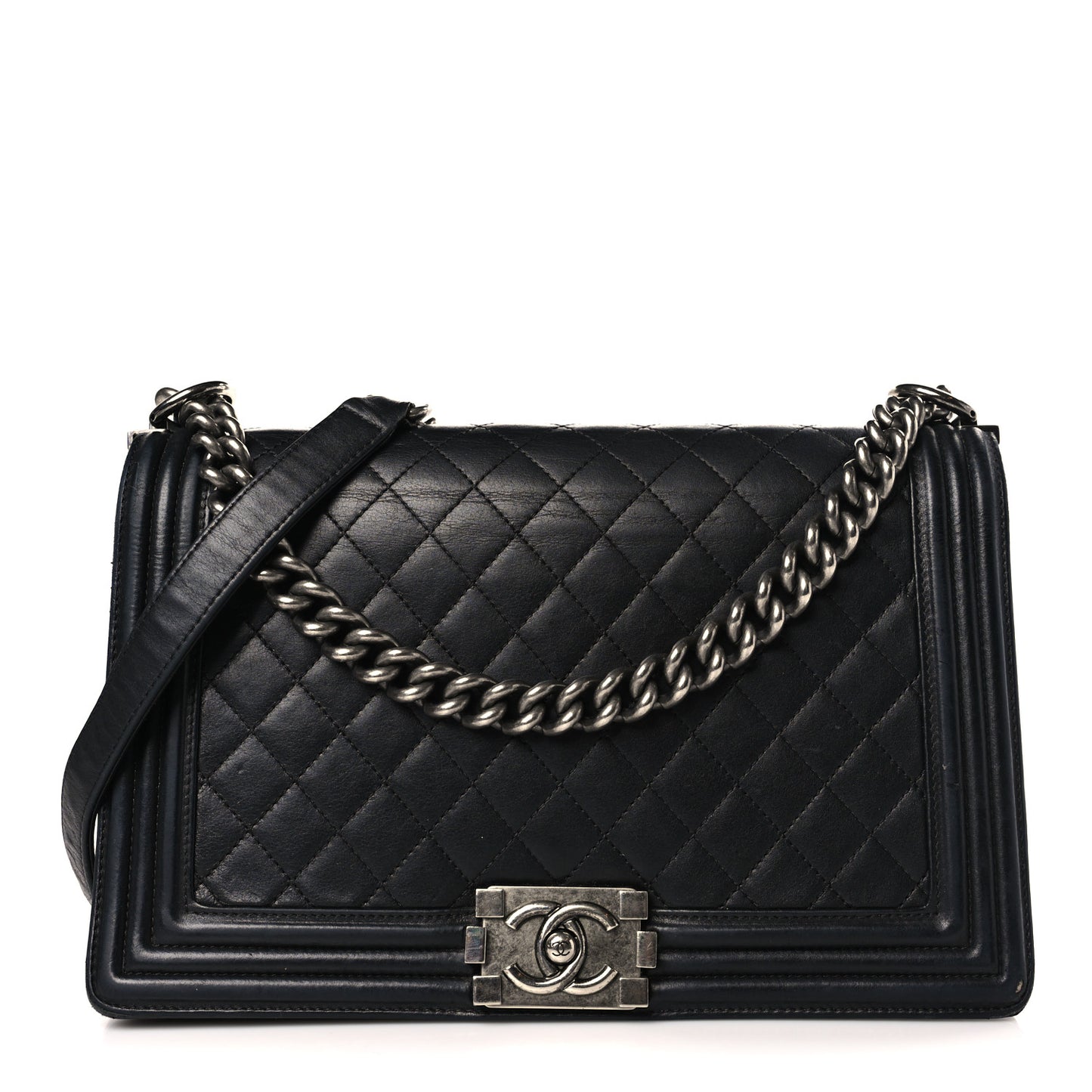 Lambskin Quilted New Medium Boy Flap Black
