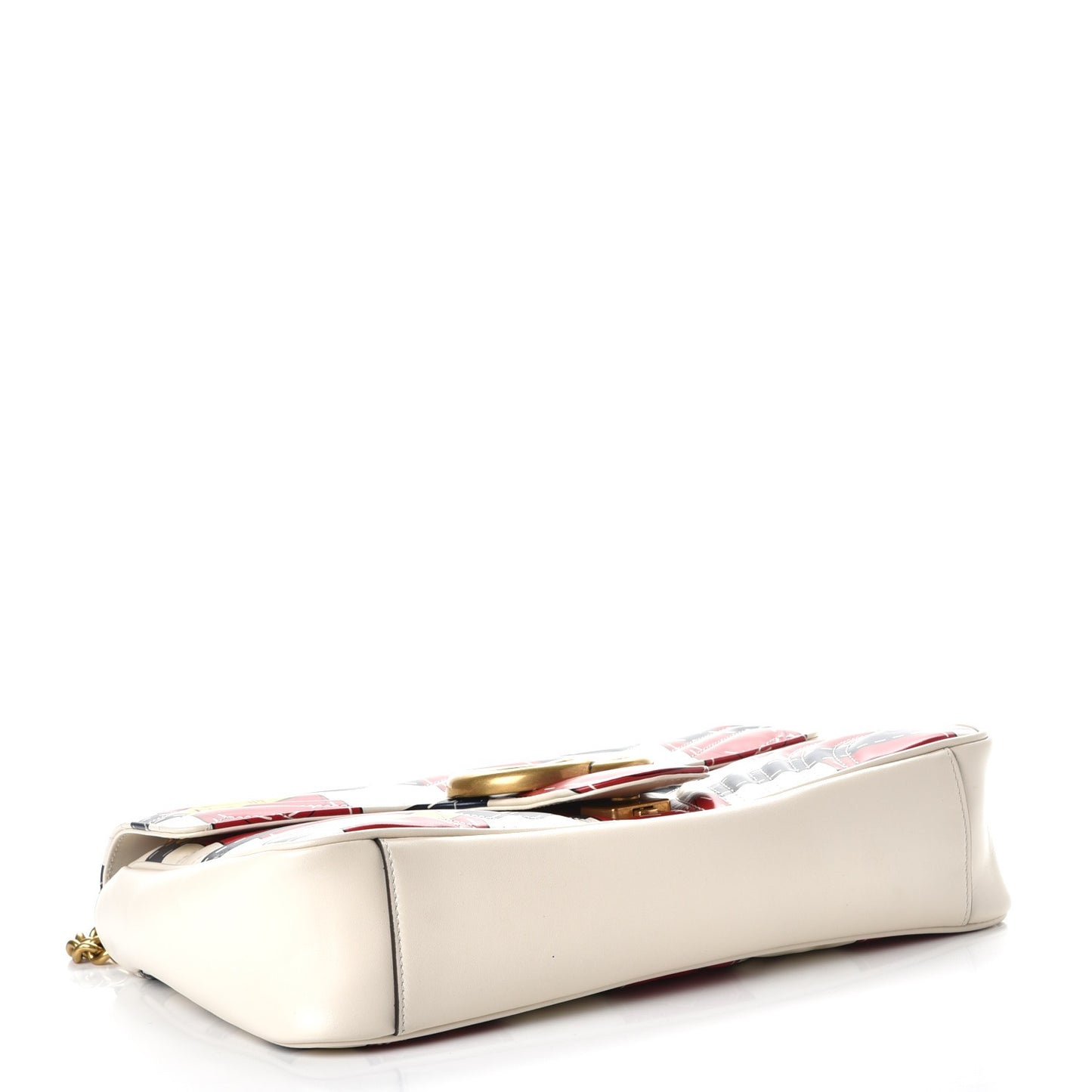 Calfskin Matelasse Trompe L'Oeil Print Medium GG Marmont Shoulder Bag Mystic White Hibiscus Red Marine Giallo