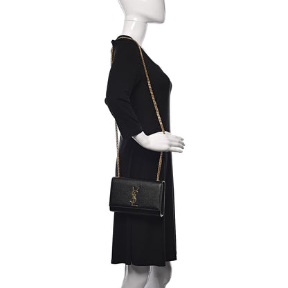 Saint Laurent Grain De Poudre Small Monogram Kate Satchel Black 2 of 9
