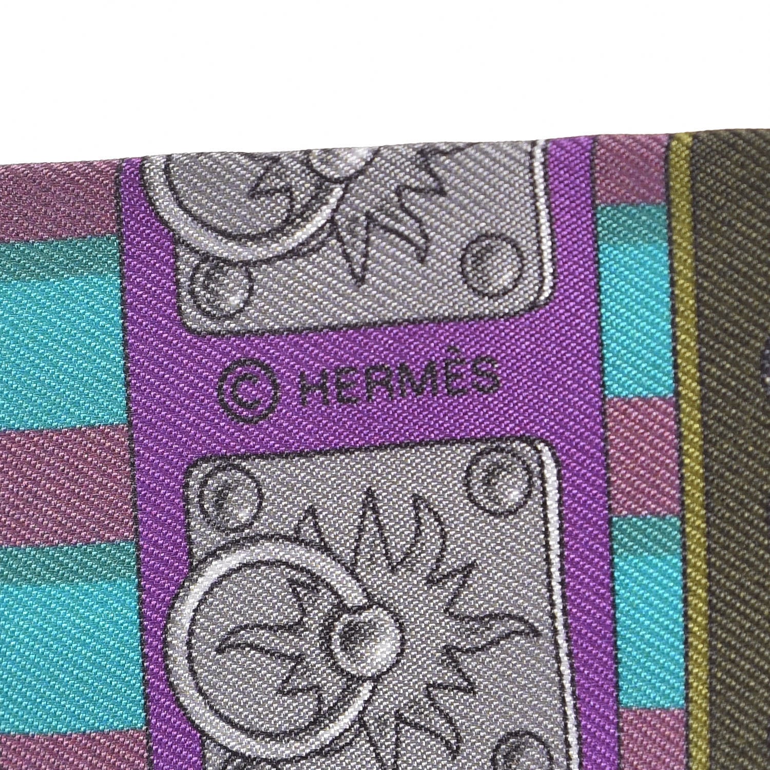 Hermes Silk Colliers De Chiens Twilly Emeraude Fuchsia Mauve 4 of 4