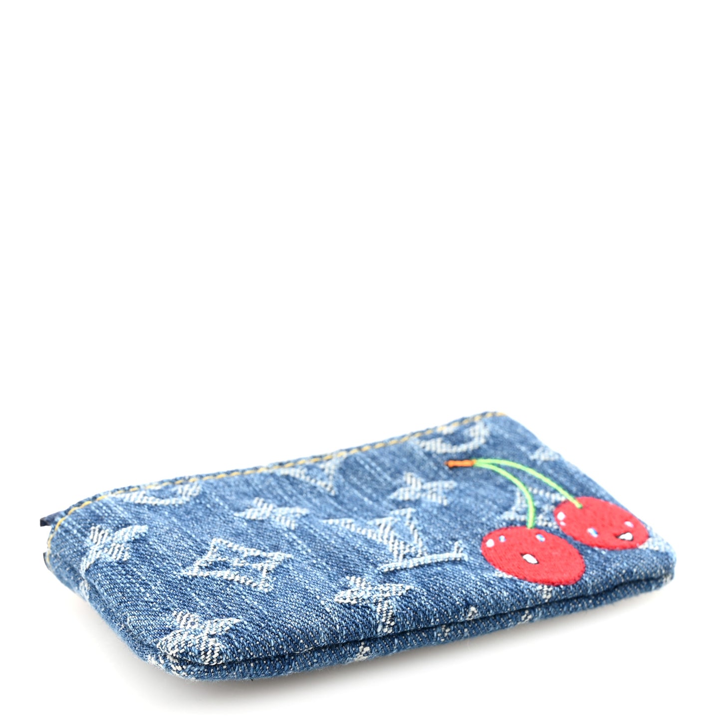 LV X TM Monogram Denim Cerises Key Pouch Blue