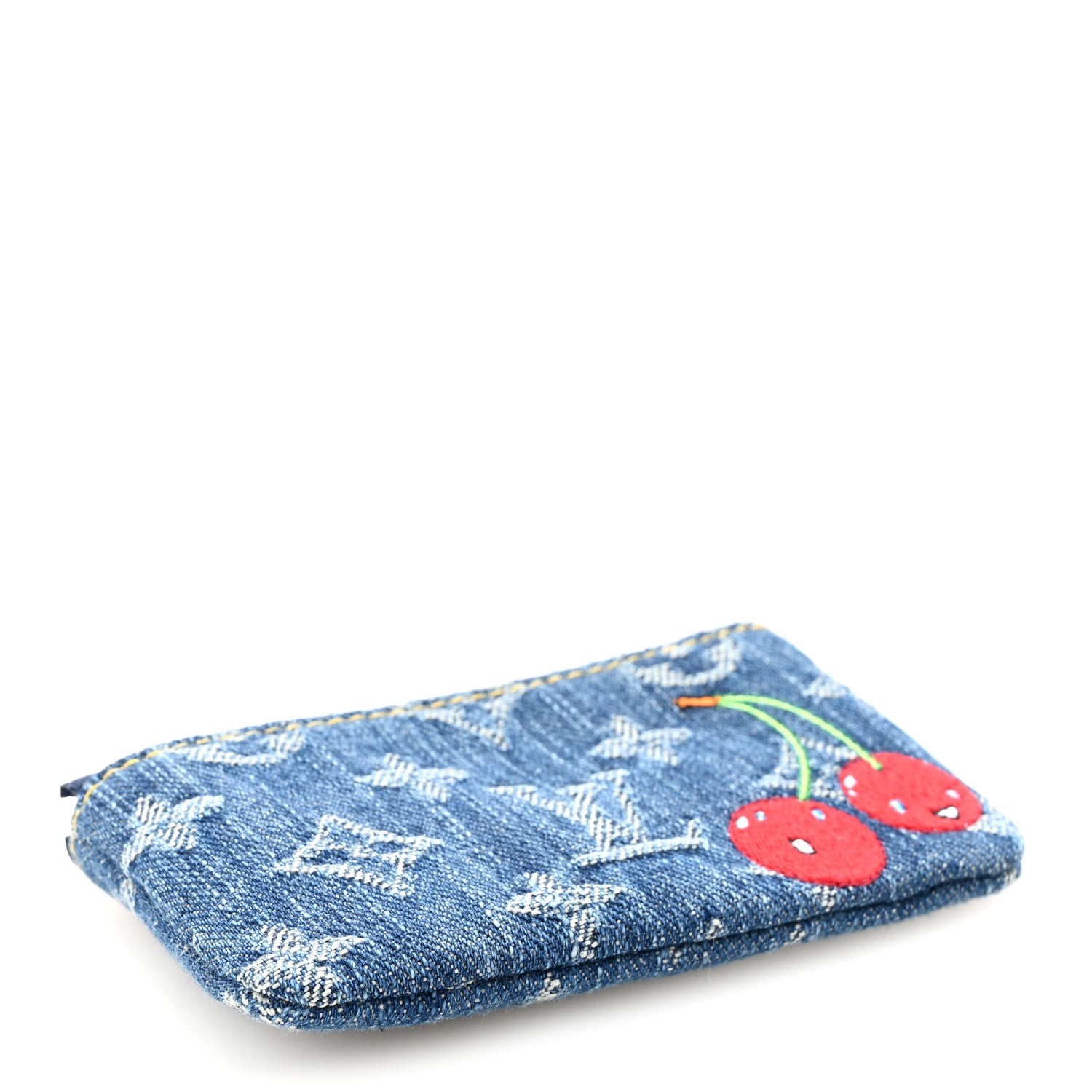 Louis Vuitton LV X TM Monogram Denim Cerises Key Pouch Blue 4 of 7