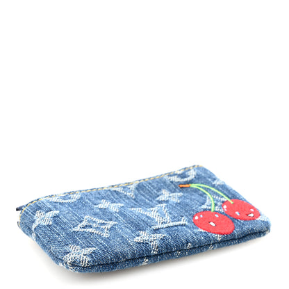 Louis Vuitton LV X TM Monogram Denim Cerises Key Pouch Blue 4 of 7