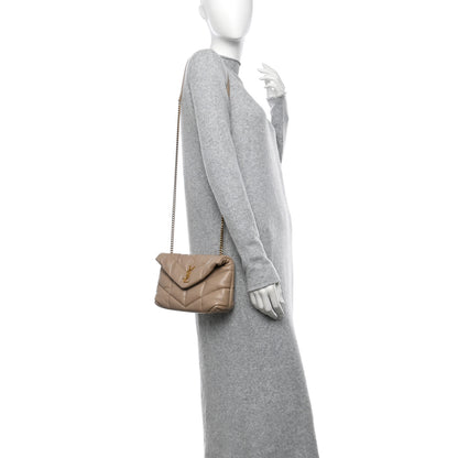 Saint Laurent Lambskin Quilted Toy Loulou Puffer Monogram Chain Satchel Nude Powder 2 of 11