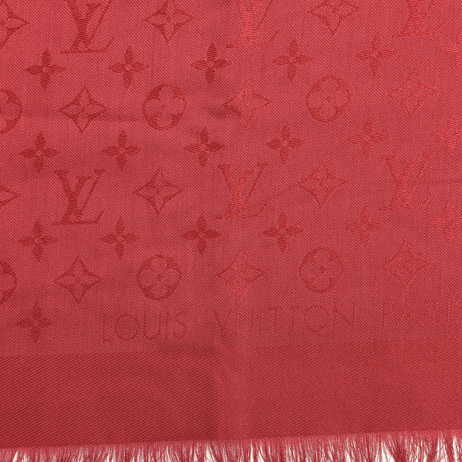 Louis Vuitton Silk Wool Monogram Shawl Pomme D'Amour 2 of 4
