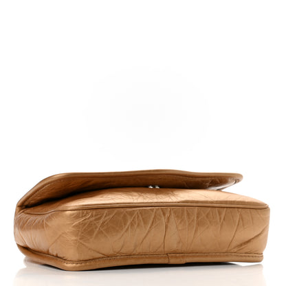 Chanel Aged Calfskin Quilted Vintage Ligne Messenger Flap Gold 4 of 11