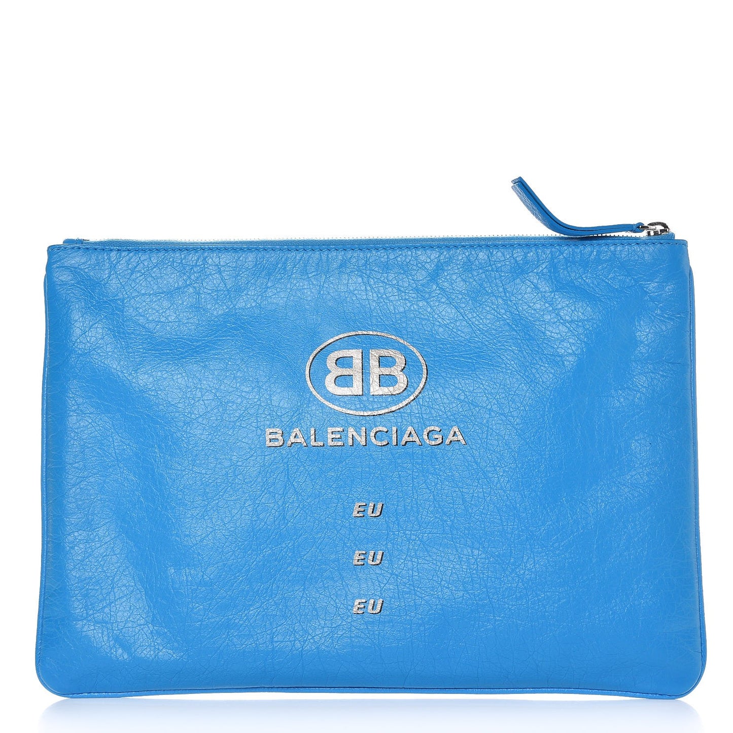 Lambskin Supermarket Clip Pouch M Bleu