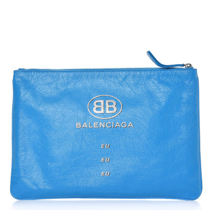 Balenciaga Lambskin Supermarket Clip Pouch M Bleu 1 of 7