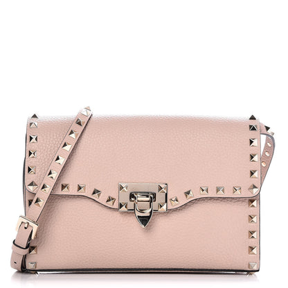 Valentino Garavani Pebbled Calfskin Medium Rockstud Flip Lock Crossbody Bag Poudre 1 of 7