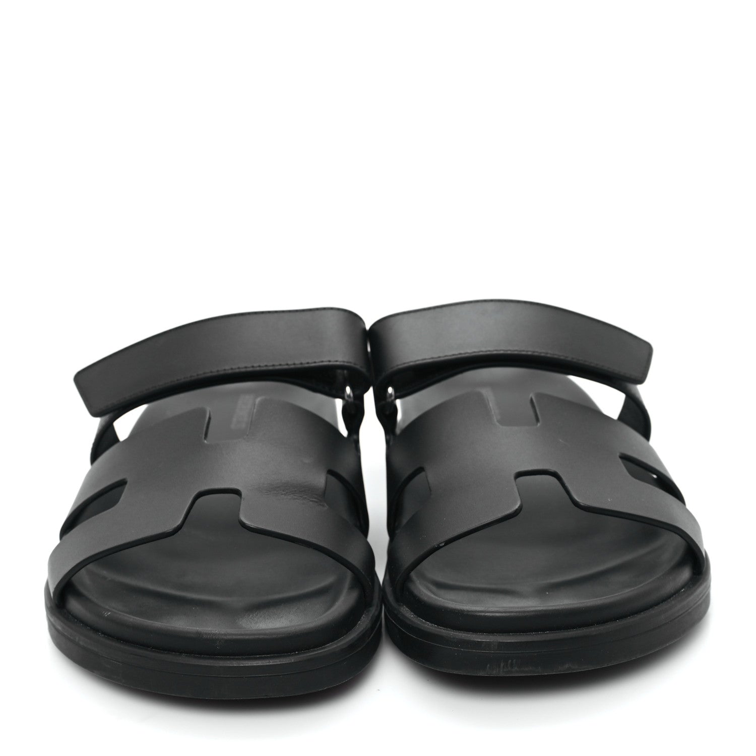 Hermes Calfskin Womens Chypre Sandals 38.5 Black 3 of 10