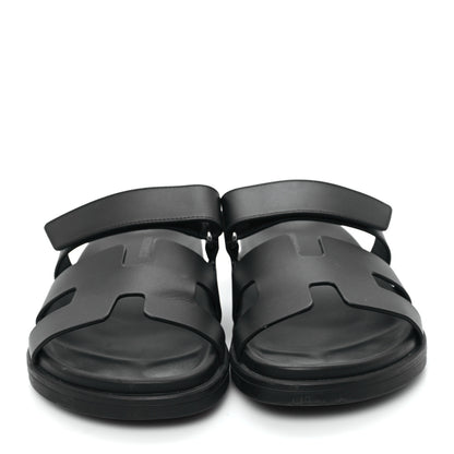 Hermes Calfskin Womens Chypre Sandals 38.5 Black 3 of 10