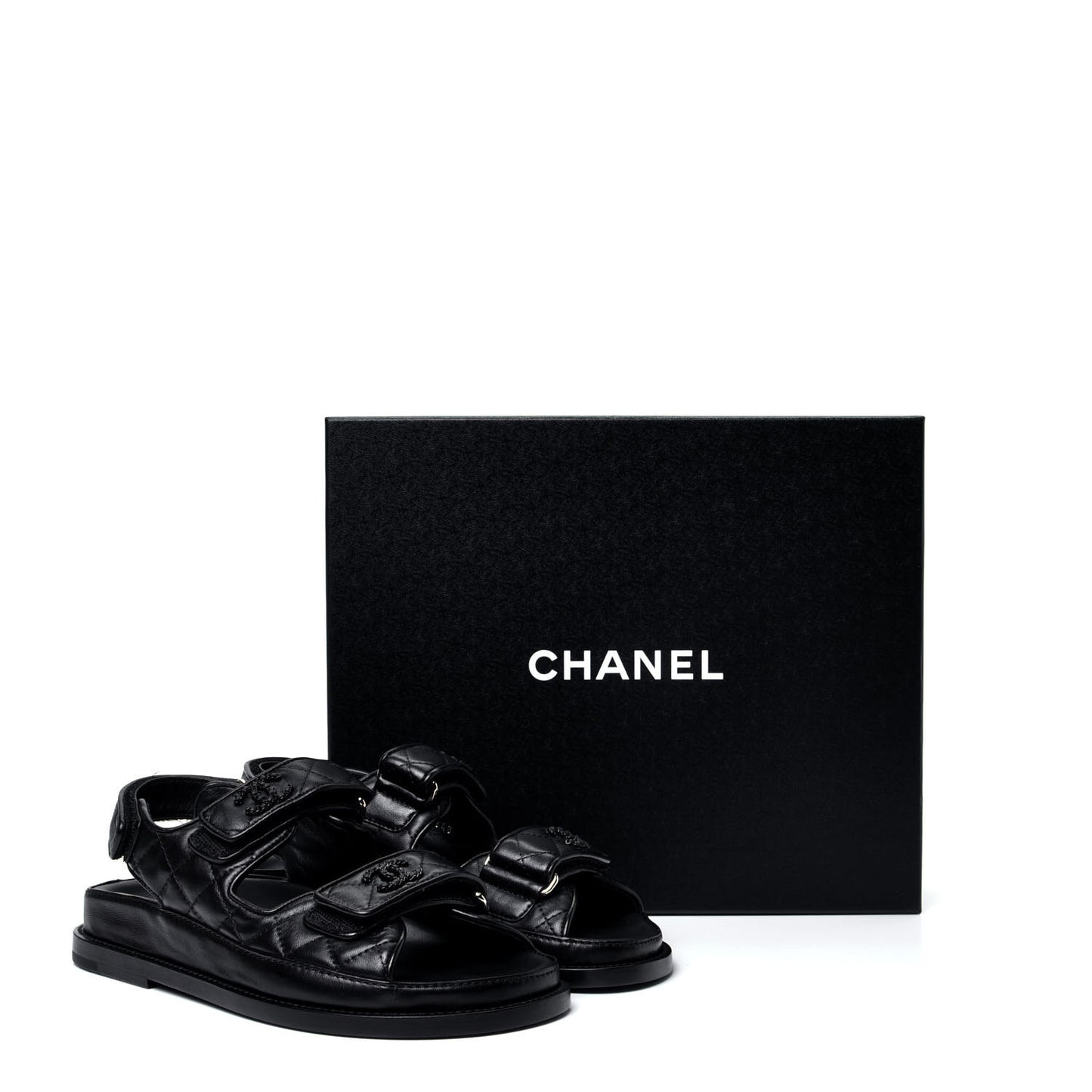 Lambskin Velcro Dad Sandals 35 Black