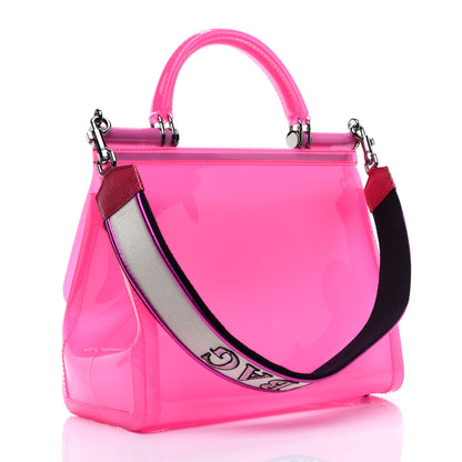 Dolce & Gabbana Rubber Semi Transparent Miss Sicily Satchel Pink 6 of 24