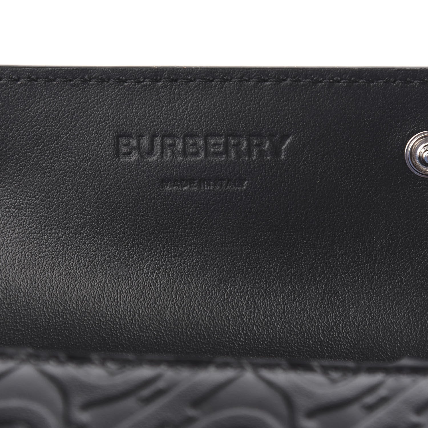 Burberry Calfskin Embossed Monogram Wallet On Chain Black 7 of 7