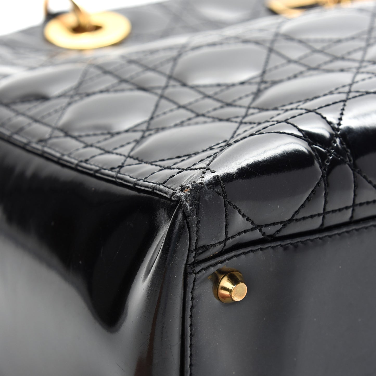 Patent Cannage Large Lady Dior Black