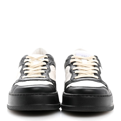 Gucci Calfskin GG Tennis Embossed Perforated Mens Interlocking G 55mm Sneakers 8.5 Black White 3 of 8