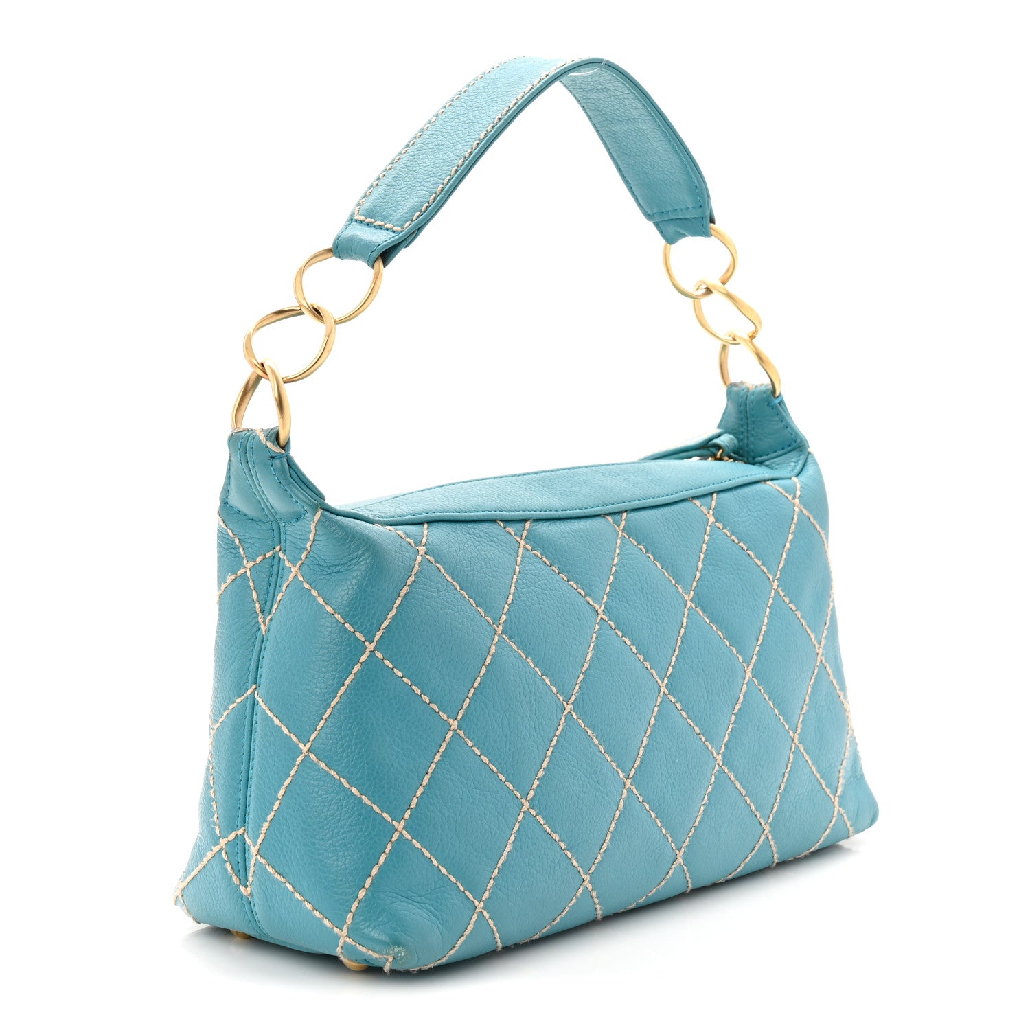 Chanel Calfskin Wild Stitch Surpique Hobo Blue 3 of 10